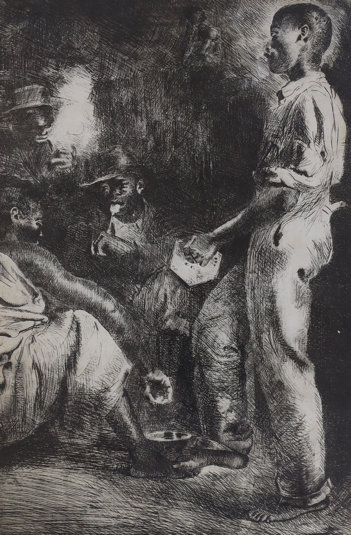 Victor Ivanoff (Russian, 1909-1997), etching, 'N'tania Swazi Girl', signed in pencil, together with an unsigned study of Natives, largest 35 x 24cm